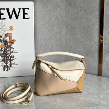 Loewe Mini Puzzle bag in Classic Calfskin White/Nude/Light Brown 2024 0202 (Ys-240202044)