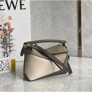 Loewe Mini Puzzle bag in Classic Calfskin Beige/Green 2024 0202 (Ys-240202045)