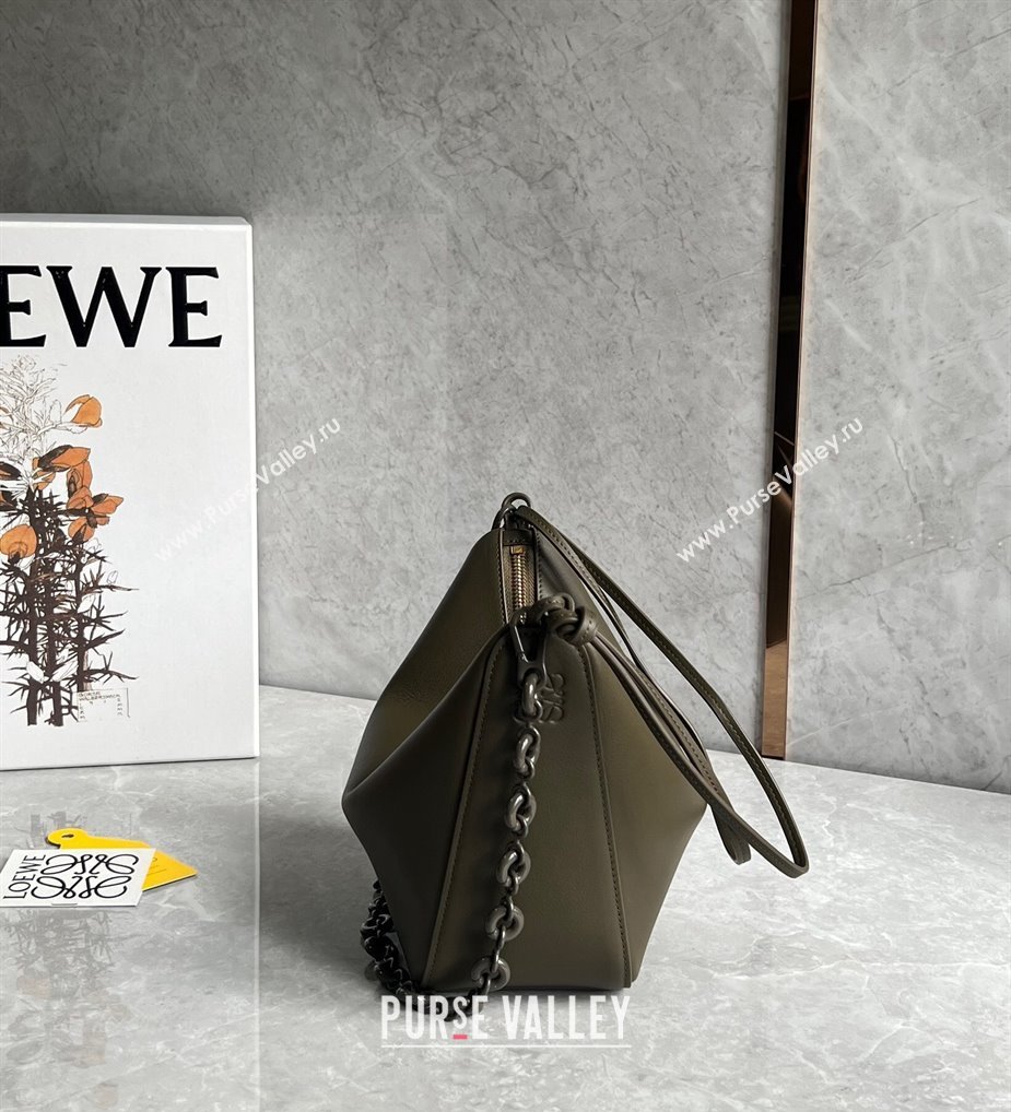 Loewe Mini Hammock Hobo bag in Classic Calfskin Khaki Green 2023 262315 (Ys-240202039)