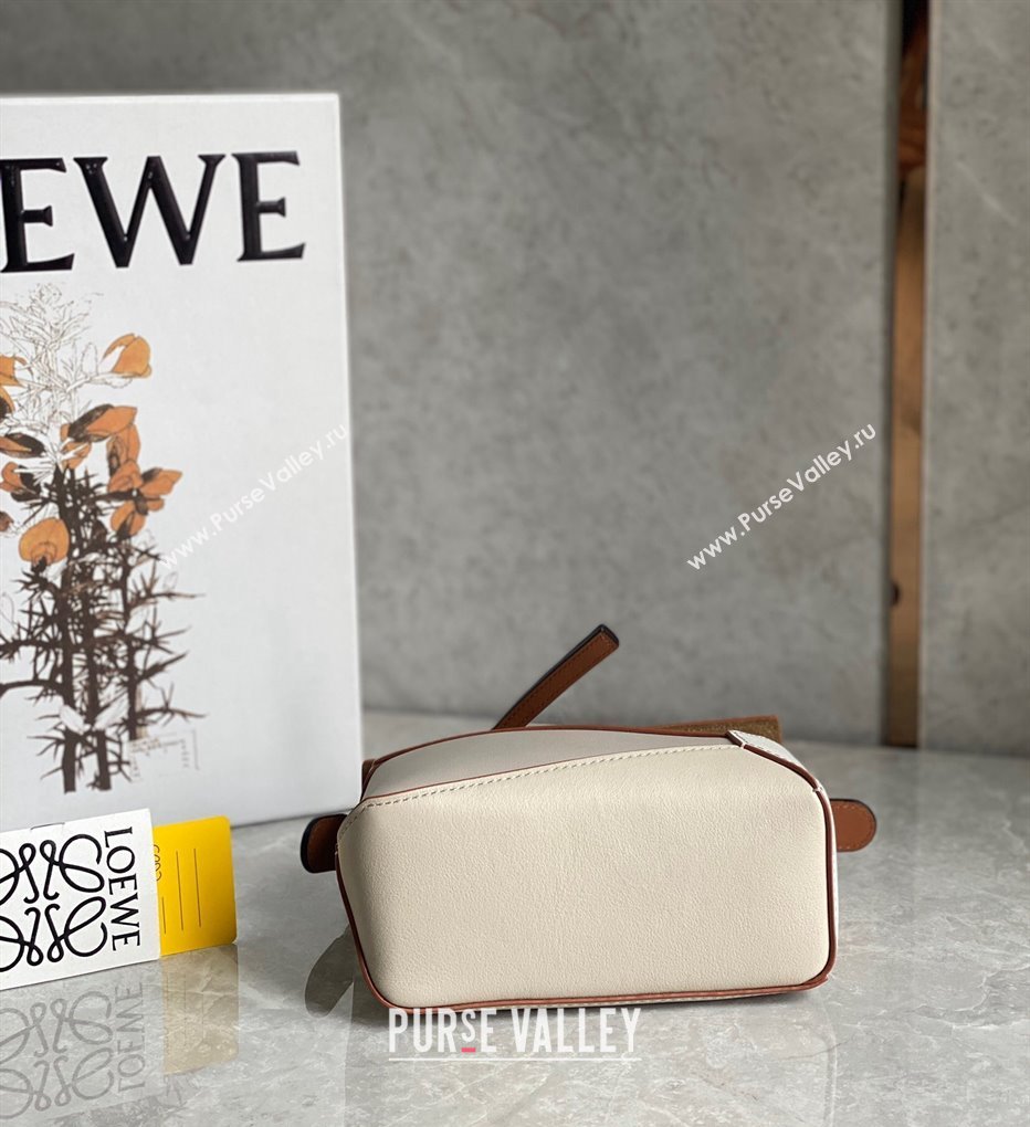 Loewe Mini Puzzle bag in Classic Calfskin White/Grey/Brown 2024 0202 (Ys-240202046)