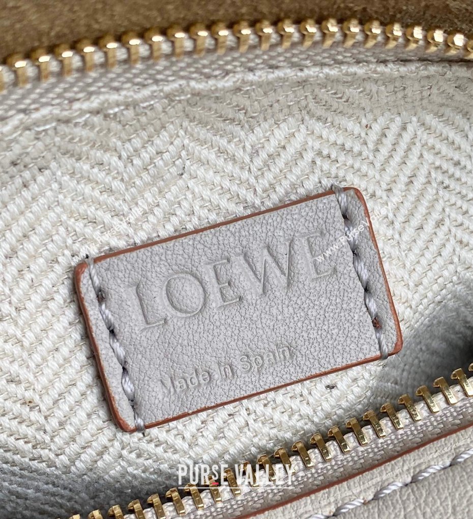 Loewe Mini Puzzle bag in Classic Calfskin White/Grey/Brown 2024 0202 (Ys-240202046)