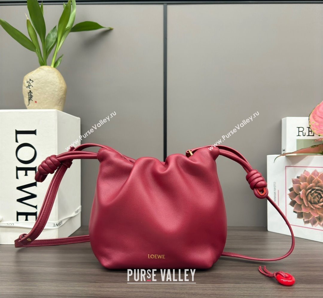 Loewe Mini Flamenco Purse bag in mellow nappa lambskin Red 2024 262333 (Ys-240221073)