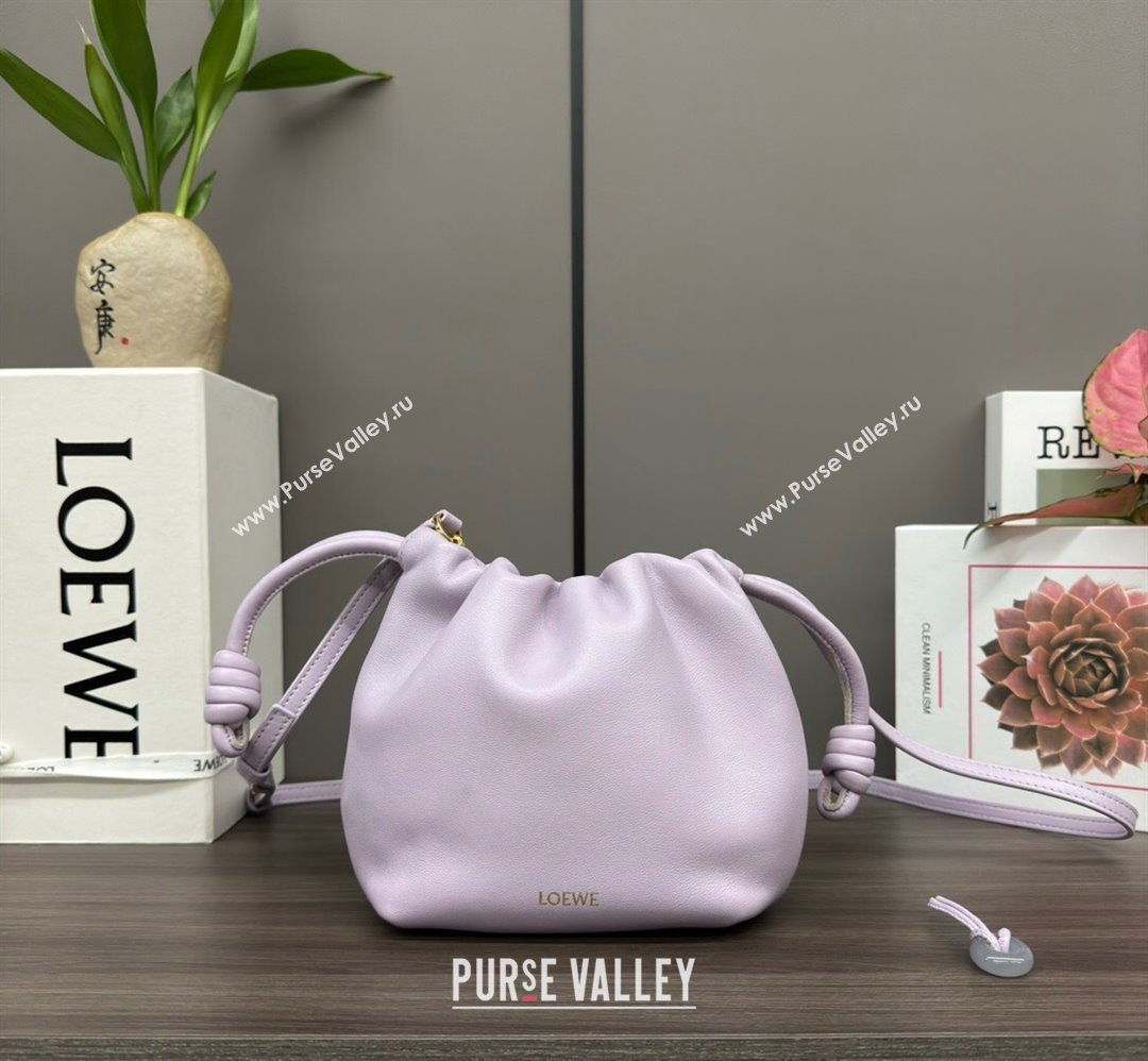 Loewe Mini Flamenco Purse bag in mellow nappa lambskin Light Purple 2024 262333 (Ys-240221067)