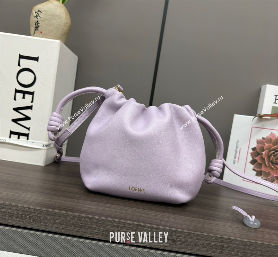 Loewe Mini Flamenco Purse bag in mellow nappa lambskin Light Purple 2024 262333 (Ys-240221067)