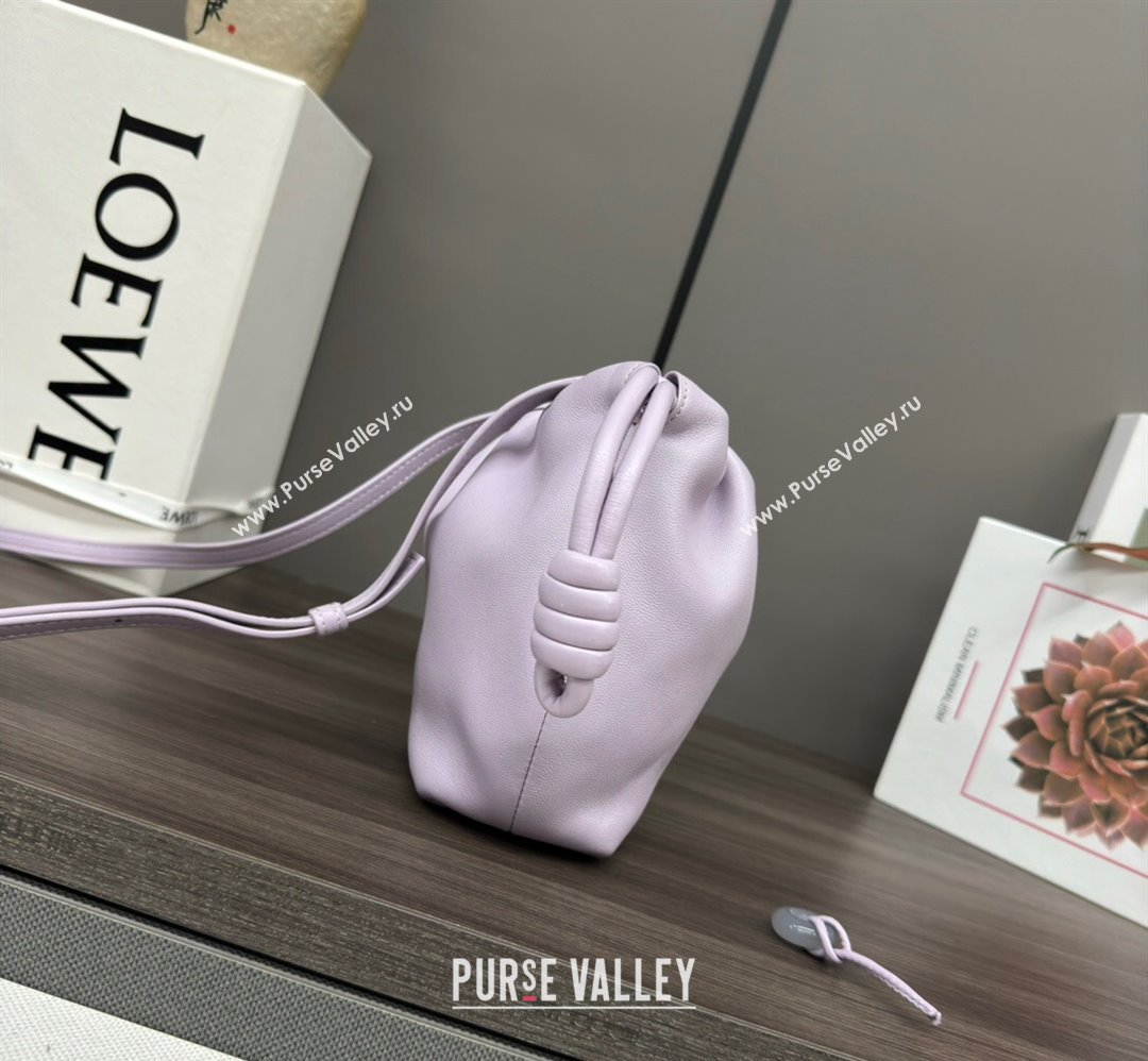 Loewe Mini Flamenco Purse bag in mellow nappa lambskin Light Purple 2024 262333 (Ys-240221067)