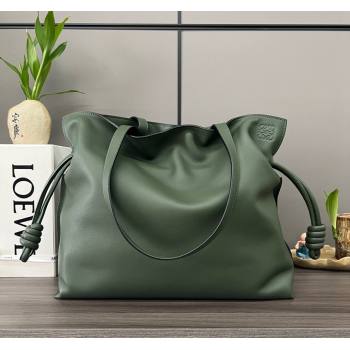 Loewe Large Flamenco clutch in nappa calfskin Bottle Green 2024 062350 (Ys-240221077)