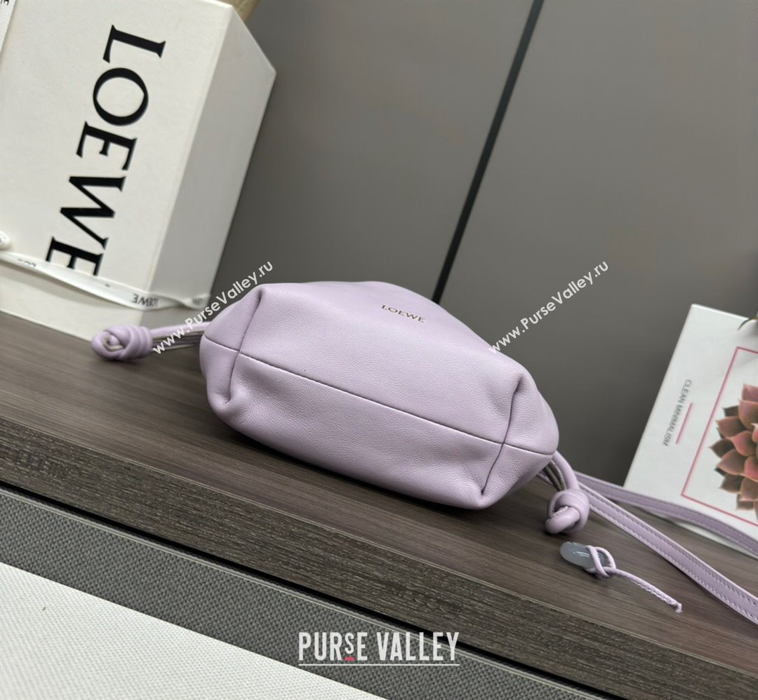 Loewe Mini Flamenco Purse bag in mellow nappa lambskin Light Purple 2024 262333 (Ys-240221067)