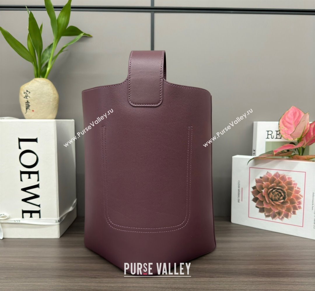 Loewe Medium Pebble Bucket bag in mellow calfskin Dark Burgundy 2024 062341 (Ys-240221080)