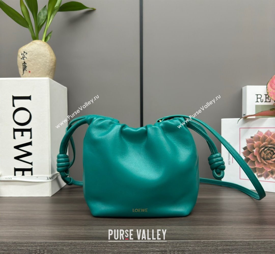 Loewe Mini Flamenco Purse bag in mellow nappa lambskin Emerald Green 2024 262333 (Ys-240221068)