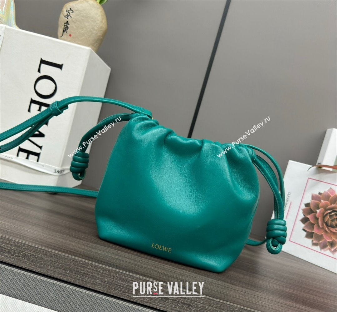 Loewe Mini Flamenco Purse bag in mellow nappa lambskin Emerald Green 2024 262333 (Ys-240221068)