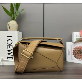 Loewe Small Puzzle bag in Satin Calfskin with Jacquard Strap Oak Brown 2024 262305 (Ys-240221086)