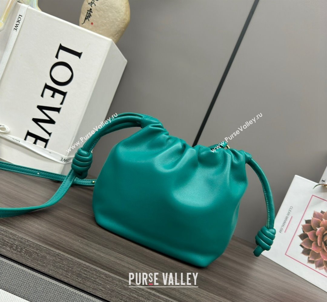 Loewe Mini Flamenco Purse bag in mellow nappa lambskin Emerald Green 2024 262333 (Ys-240221068)