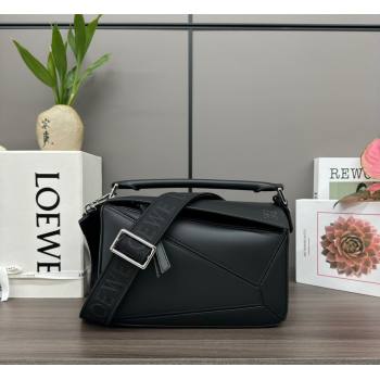 Loewe Small Puzzle bag in Satin Calfskin with Jacquard Strap Black 2024 262305 (Ys-240221087)