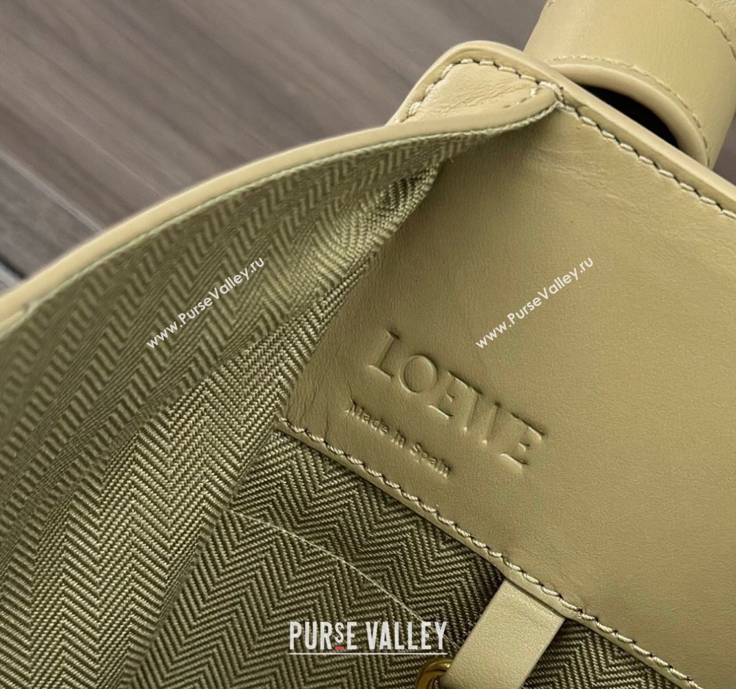 Loewe Compact Hammock bag in satin calfskin with Jacquard Strap Clay Green 2024 262309 (Ys-240221089)