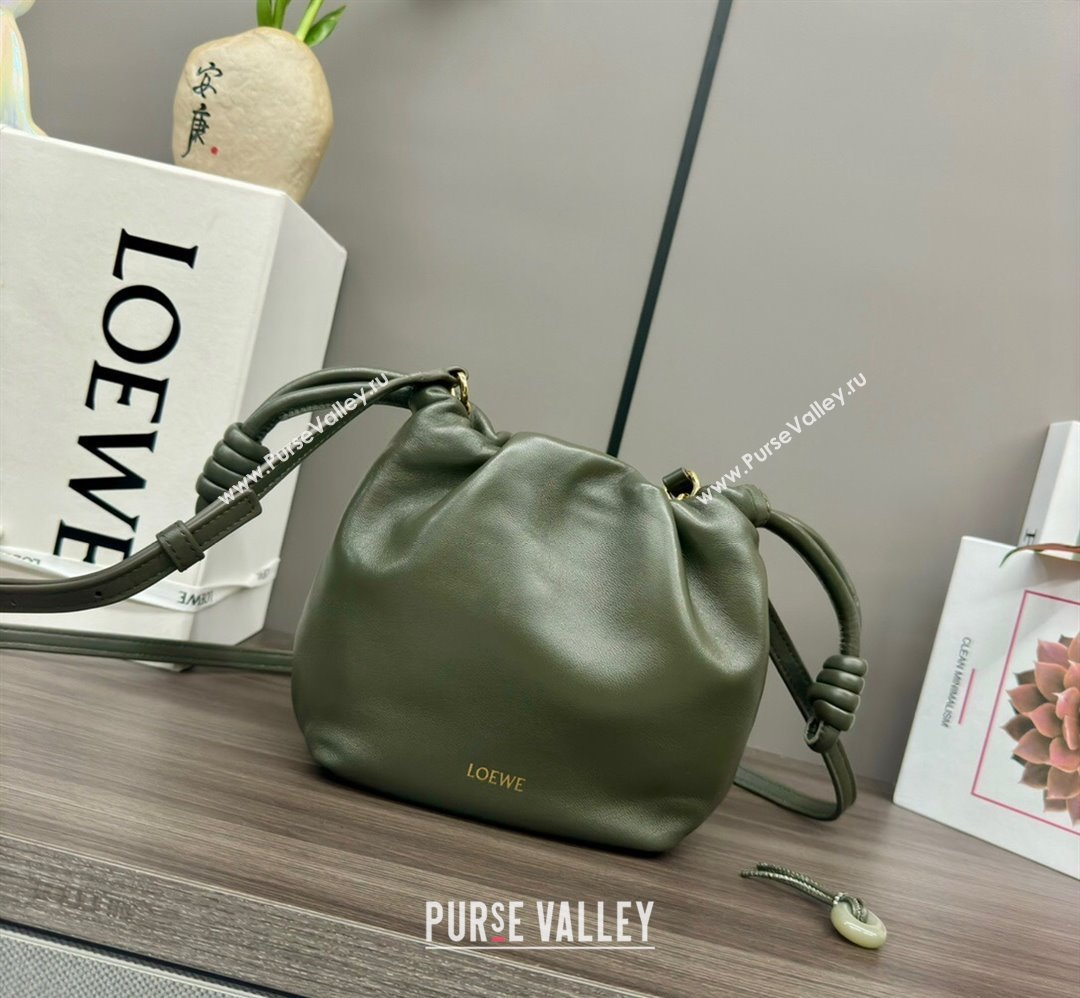 Loewe Mini Flamenco Purse bag in mellow nappa lambskin Dark Green 2024 262333 (Ys-240221069)