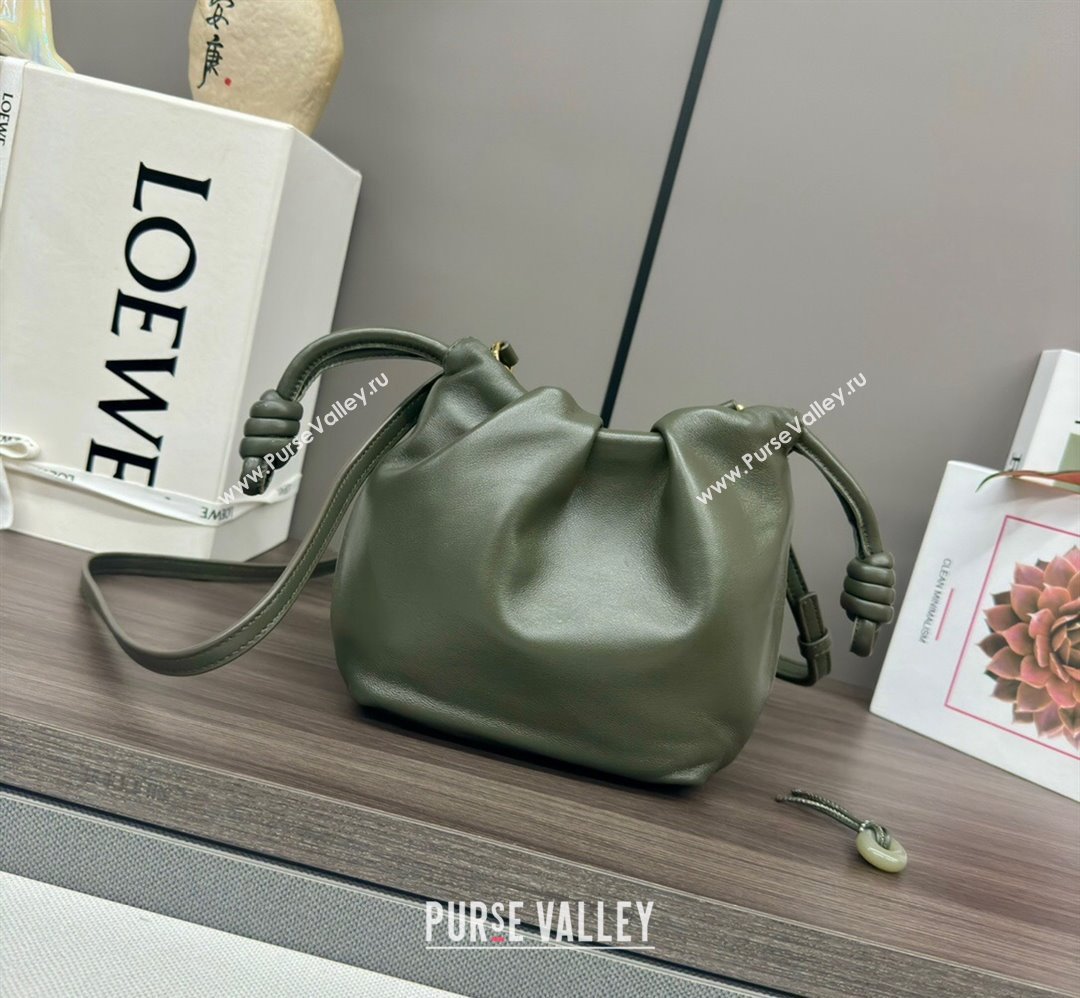 Loewe Mini Flamenco Purse bag in mellow nappa lambskin Dark Green 2024 262333 (Ys-240221069)