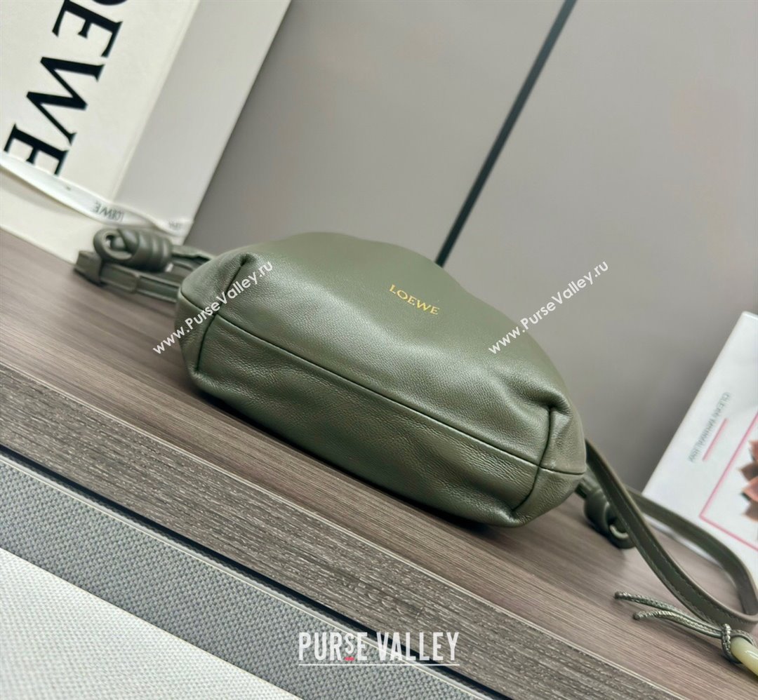 Loewe Mini Flamenco Purse bag in mellow nappa lambskin Dark Green 2024 262333 (Ys-240221069)