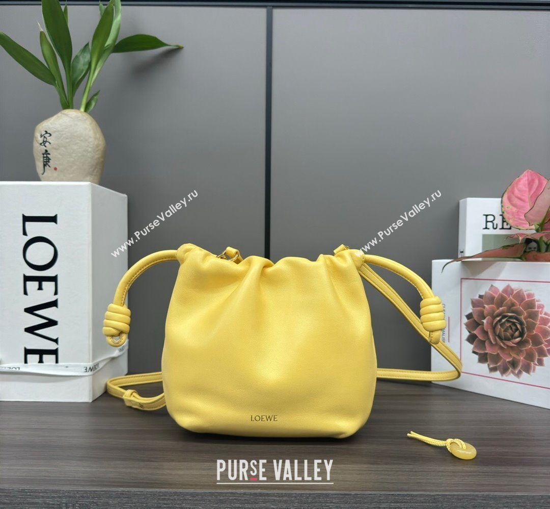 Loewe Mini Flamenco Purse bag in mellow nappa lambskin Candy Yellow 2024 262333 (Ys-240221070)