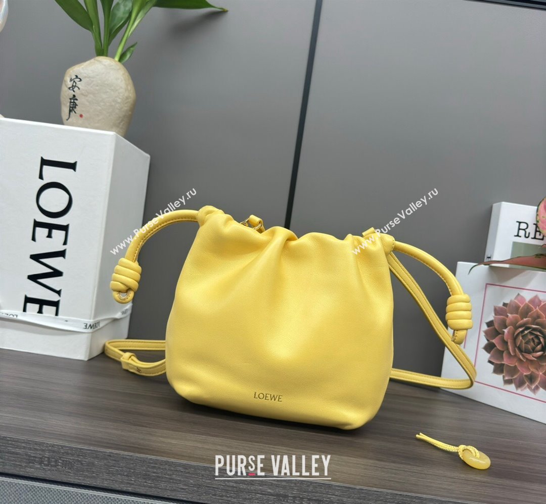 Loewe Mini Flamenco Purse bag in mellow nappa lambskin Candy Yellow 2024 262333 (Ys-240221070)