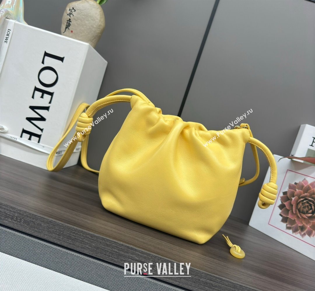 Loewe Mini Flamenco Purse bag in mellow nappa lambskin Candy Yellow 2024 262333 (Ys-240221070)