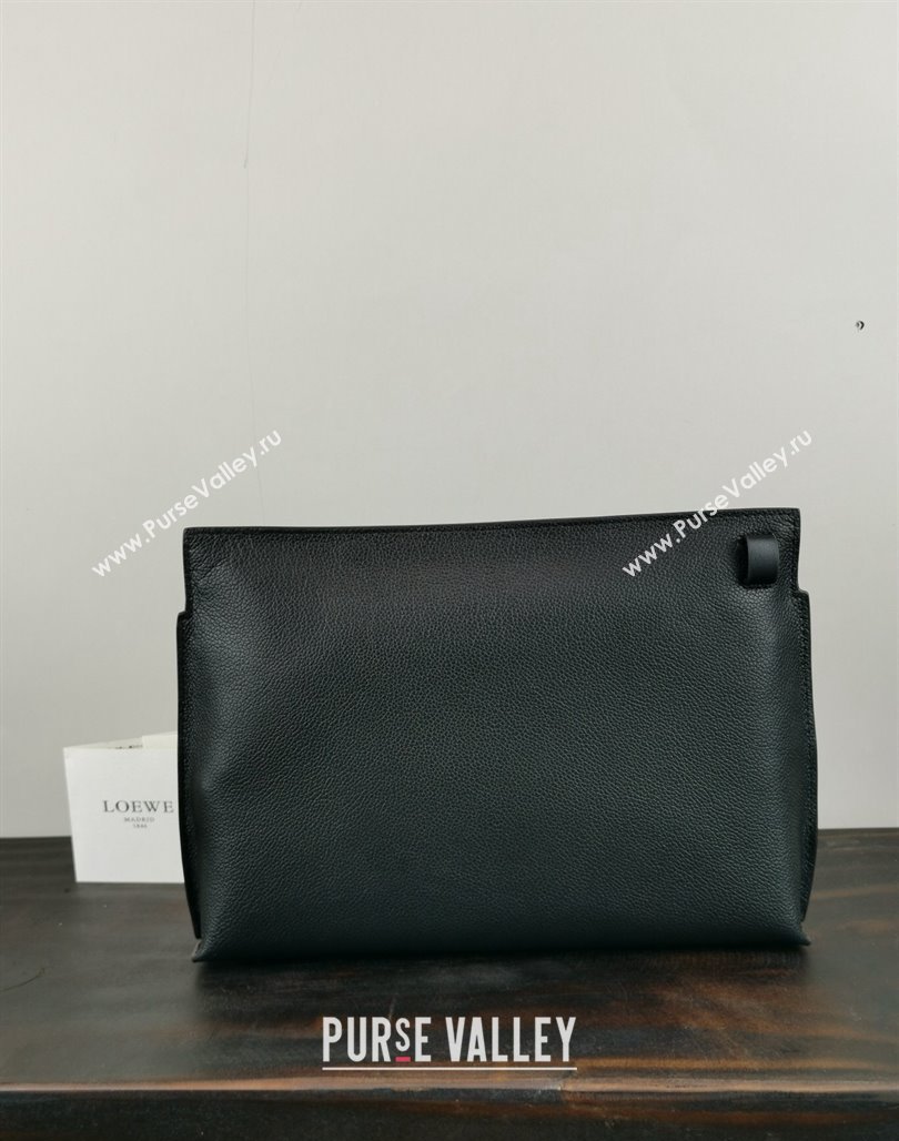 Loewe T Pouch in Grained Calfskin Black/Green 2024 3040 (nana-240314013)