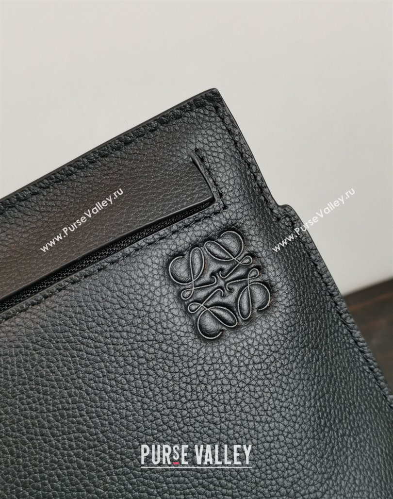 Loewe T Pouch in Grained Calfskin Black/Green 2024 3040 (nana-240314013)