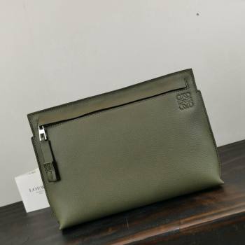 Loewe T Pouch in Grained Calfskin Green 2024 3040 (nana-240314014)