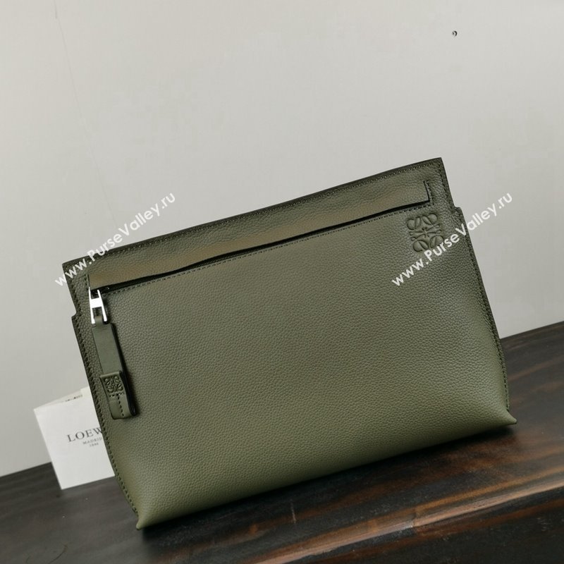 Loewe T Pouch in Grained Calfskin Green 2024 3040 (nana-240314014)
