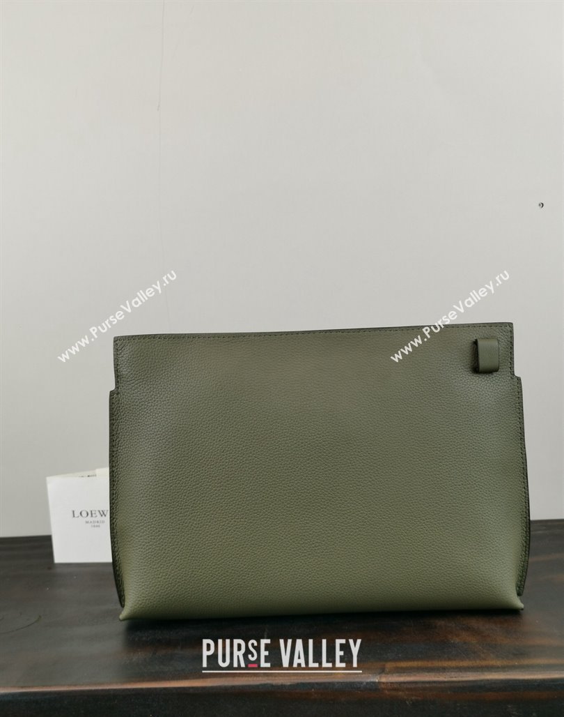 Loewe T Pouch in Grained Calfskin Green 2024 3040 (nana-240314014)