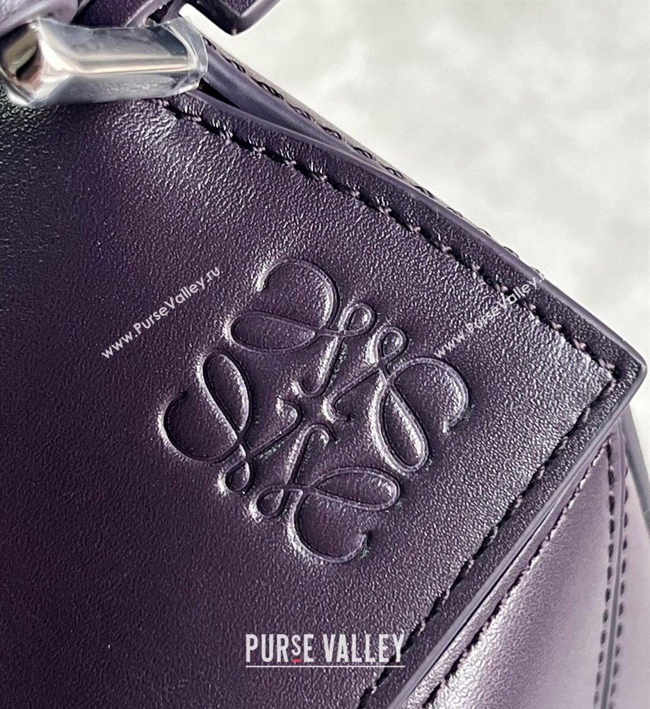 Loewe Small Puzzle bag in Satin Calfskin with Jacquard Strap Dark Purple 2024 061609 (nana-240314001)