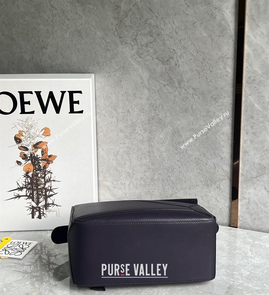 Loewe Small Puzzle bag in Satin Calfskin with Jacquard Strap Dark Purple 2024 061609 (nana-240314001)