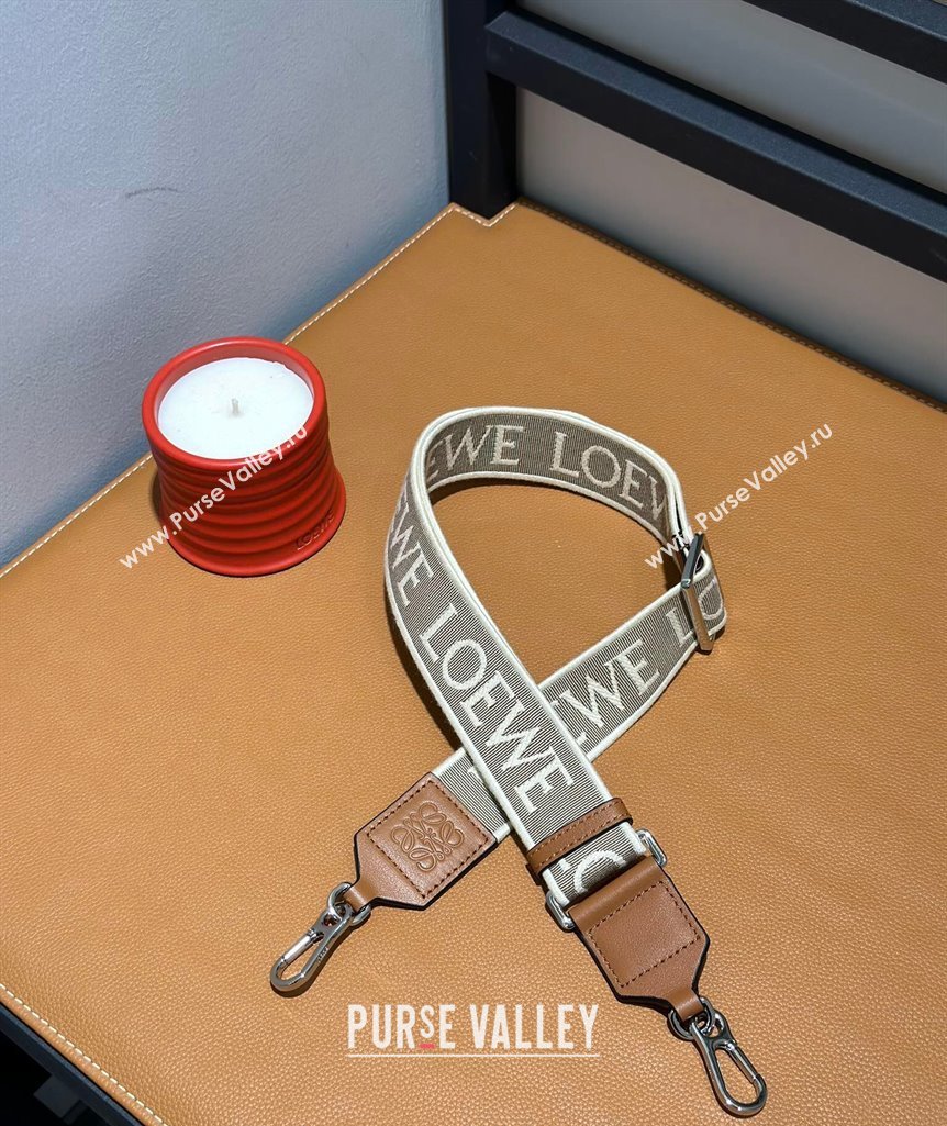 Loewe Logo Embroidered Shoulder Strap 4x105cm Brown/Silver 2024 (nana-240314008)