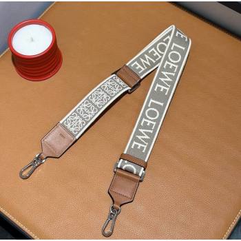 Loewe Logo Embroidered Shoulder Strap 4x105cm Brown/Silver 2024 (nana-240314008)