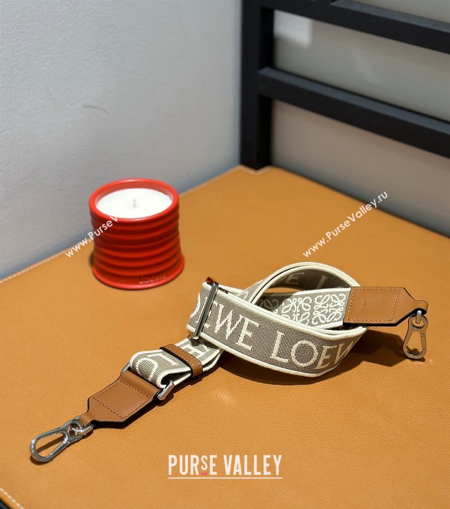 Loewe Logo Embroidered Shoulder Strap 4x105cm Brown/Silver 2024 (nana-240314008)