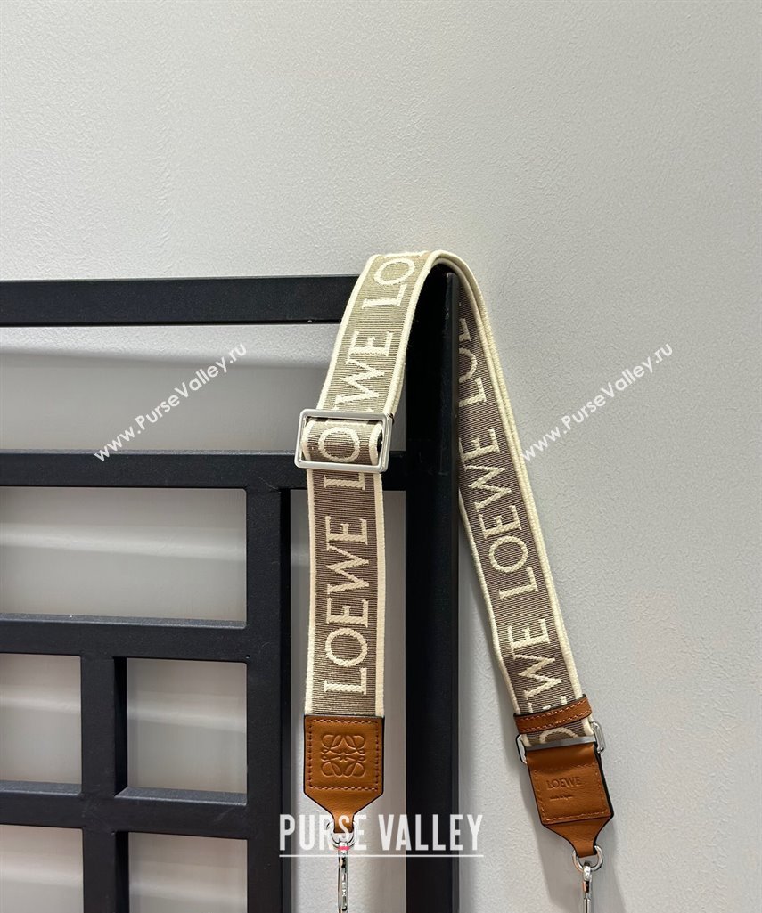Loewe Logo Embroidered Shoulder Strap 4x105cm Brown/Silver 2024 (nana-240314008)