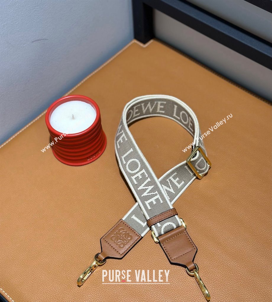 Loewe Logo Embroidered Shoulder Strap 4x105cm Brown/Gold 2024 (nana-240314009)