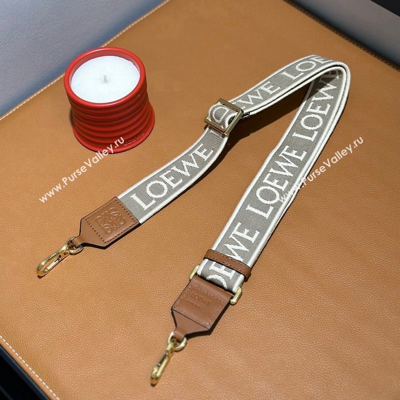 Loewe Logo Embroidered Shoulder Strap 4x105cm Brown/Gold 2024 (nana-240314009)