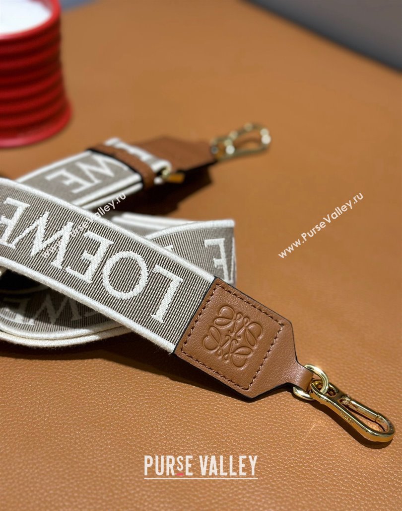 Loewe Logo Embroidered Shoulder Strap 4x105cm Brown/Gold 2024 (nana-240314009)