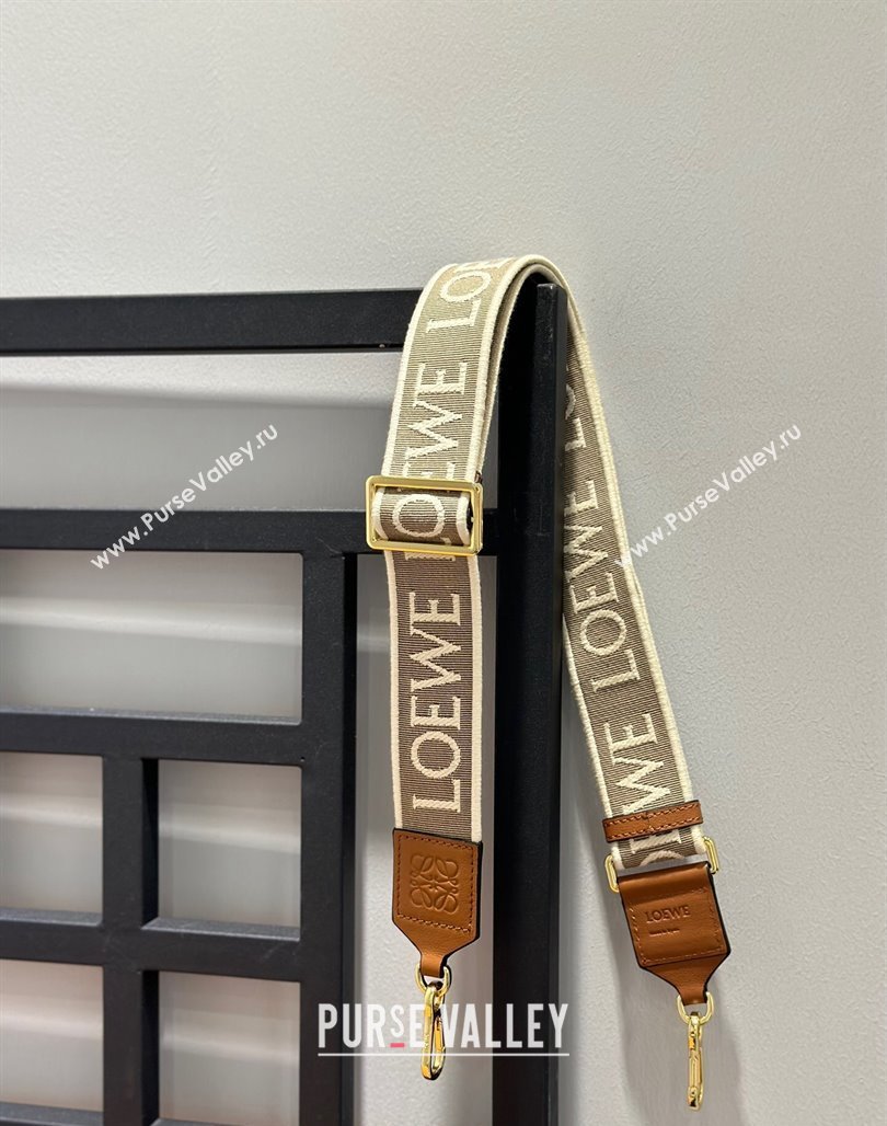 Loewe Logo Embroidered Shoulder Strap 4x105cm Brown/Gold 2024 (nana-240314009)