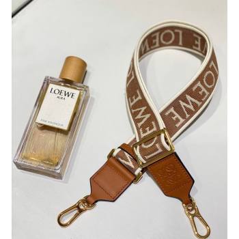Loewe Logo Embroidered Shoulder Strap 4x105cm Brown/White 2024 (nana-240314010)