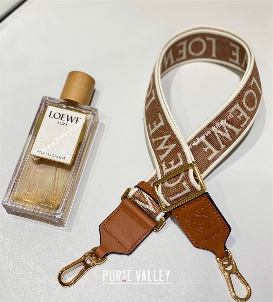 Loewe Logo Embroidered Shoulder Strap 4x105cm Brown/White 2024 (nana-240314010)