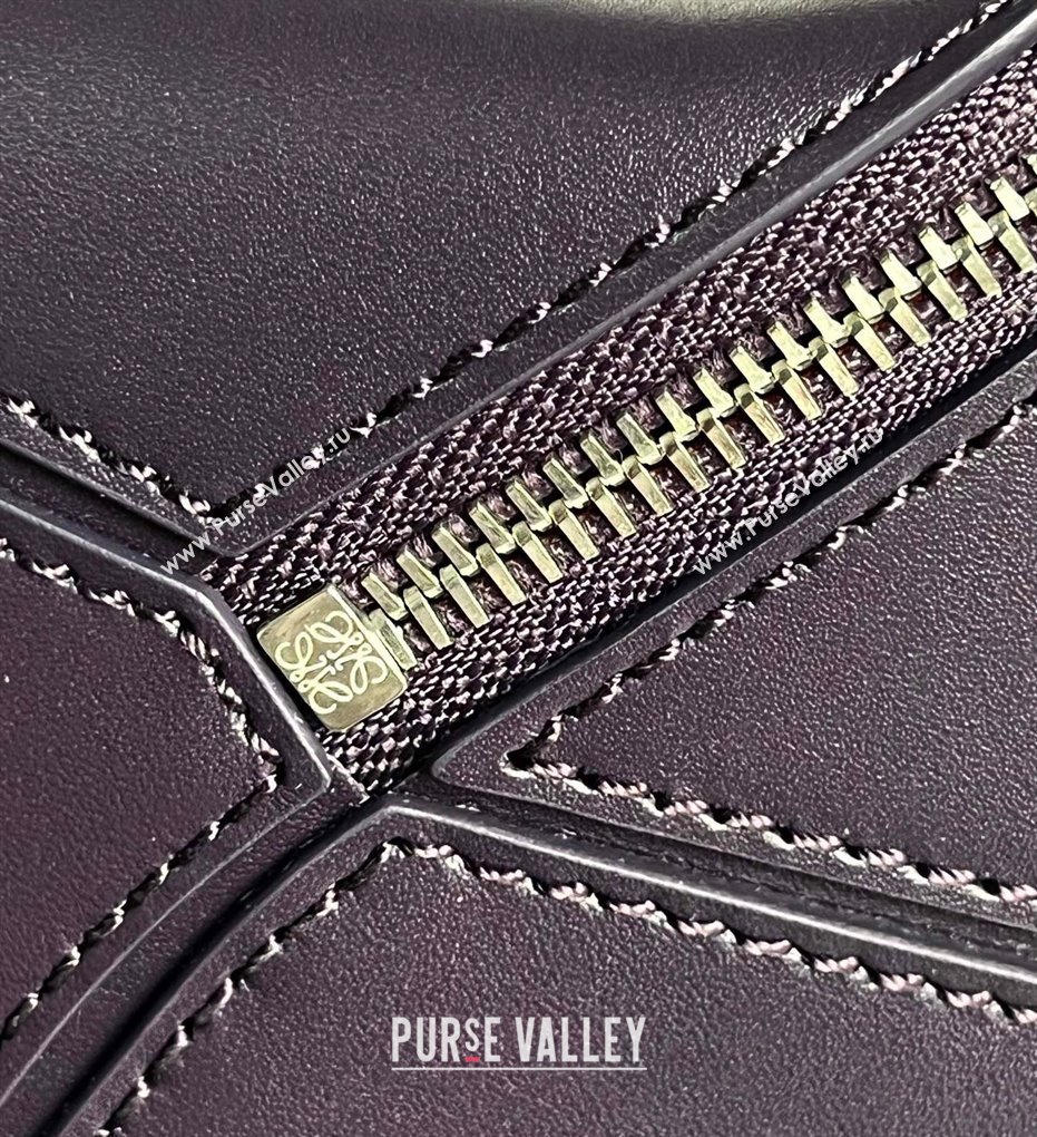 Loewe Small Puzzle bag in Satin Calfskin with Jacquard Strap Dark Purple 2024 061609 (nana-240314001)