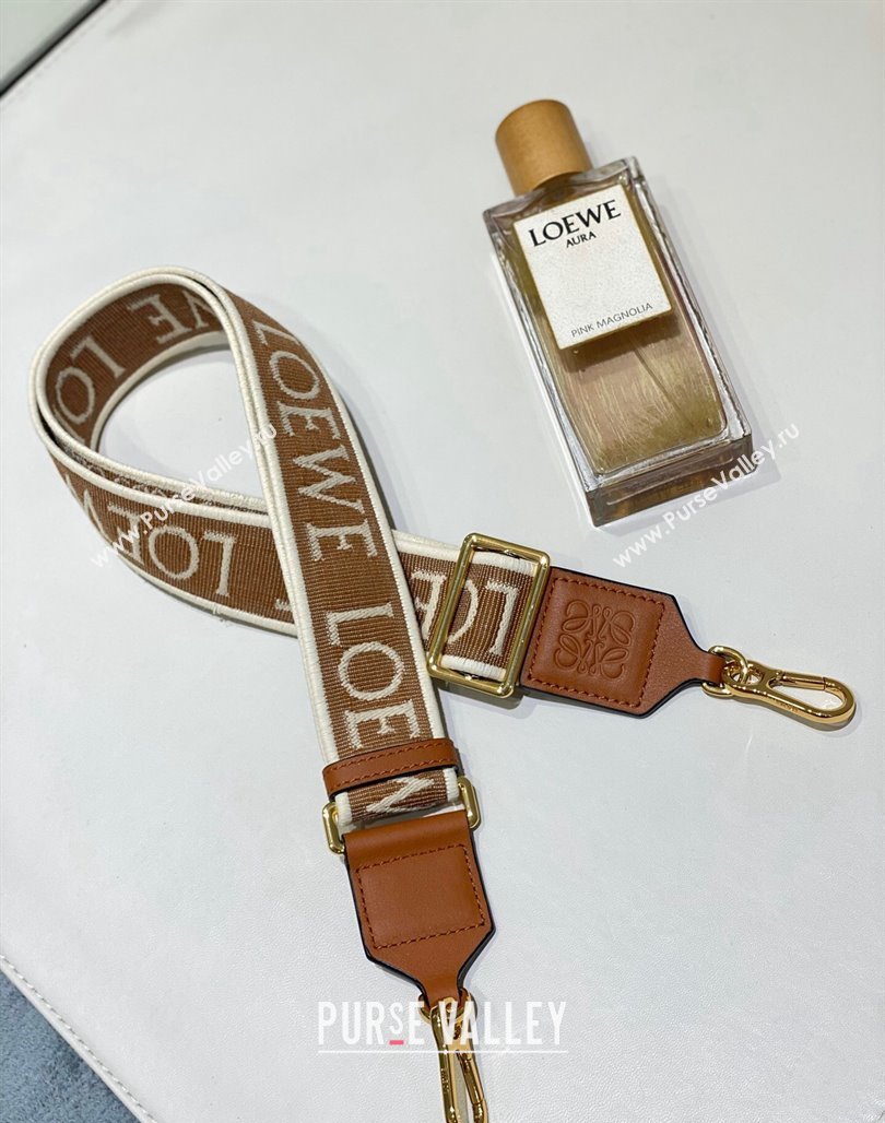 Loewe Logo Embroidered Shoulder Strap 4x105cm Brown/White 2024 (nana-240314010)