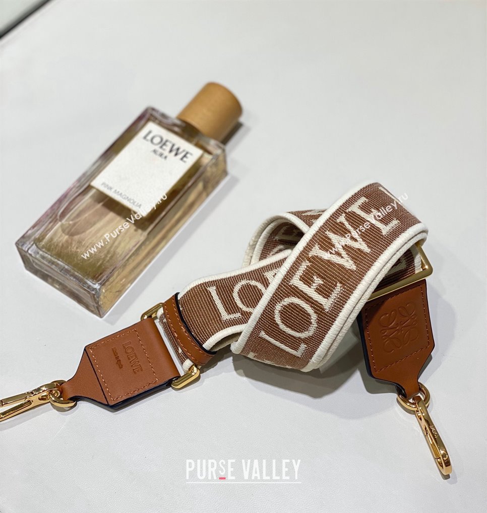 Loewe Logo Embroidered Shoulder Strap 4x105cm Brown/White 2024 (nana-240314010)