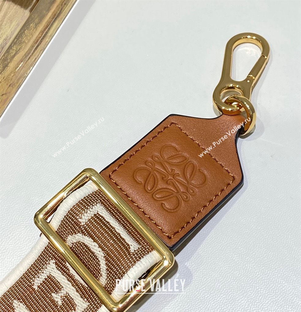 Loewe Logo Embroidered Shoulder Strap 4x105cm Brown/White 2024 (nana-240314010)