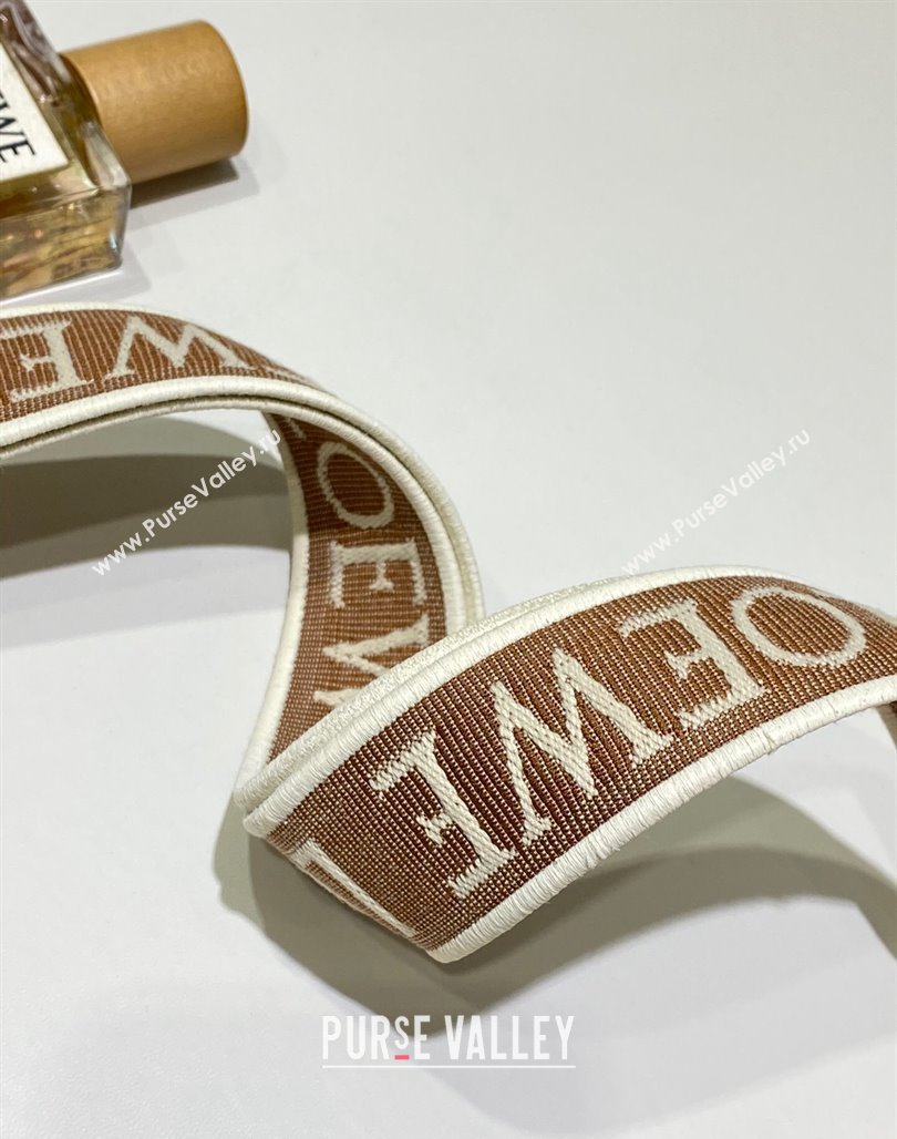 Loewe Logo Embroidered Shoulder Strap 4x105cm Brown/White 2024 (nana-240314010)