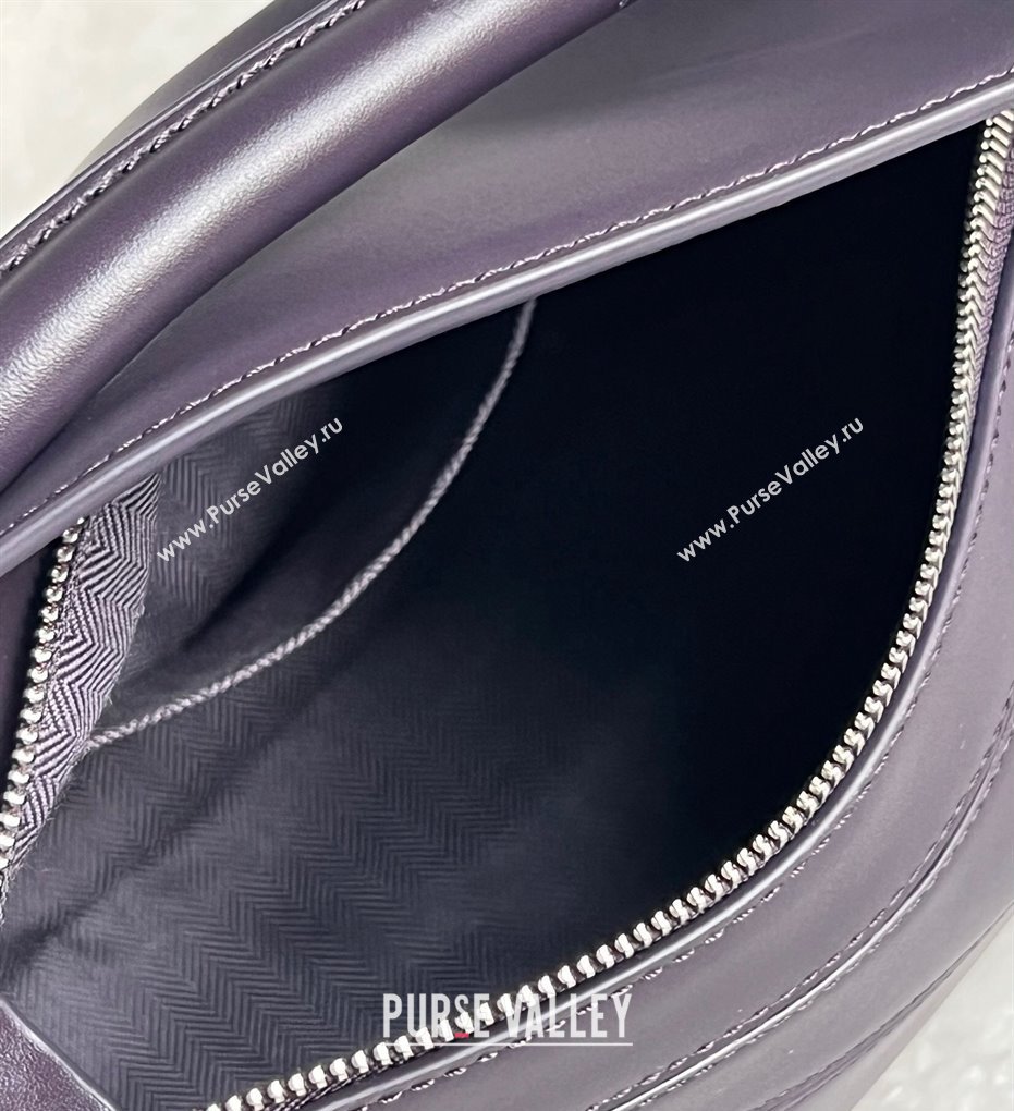 Loewe Small Puzzle bag in Satin Calfskin with Jacquard Strap Dark Purple 2024 061609 (nana-240314001)