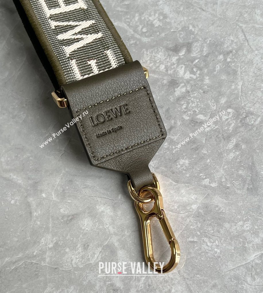 Loewe Logo Embroidered Shoulder Strap 4x105cm Khaki Green 2024 (nana-240314011)