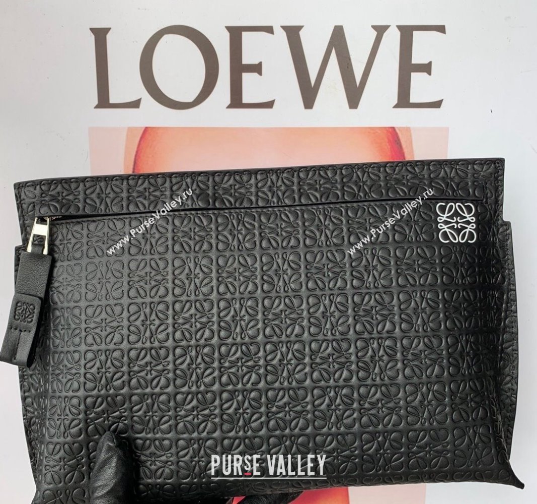 Loewe T Pouch in Anagram Calfskin Black 2024 3040 (nana-240314012)