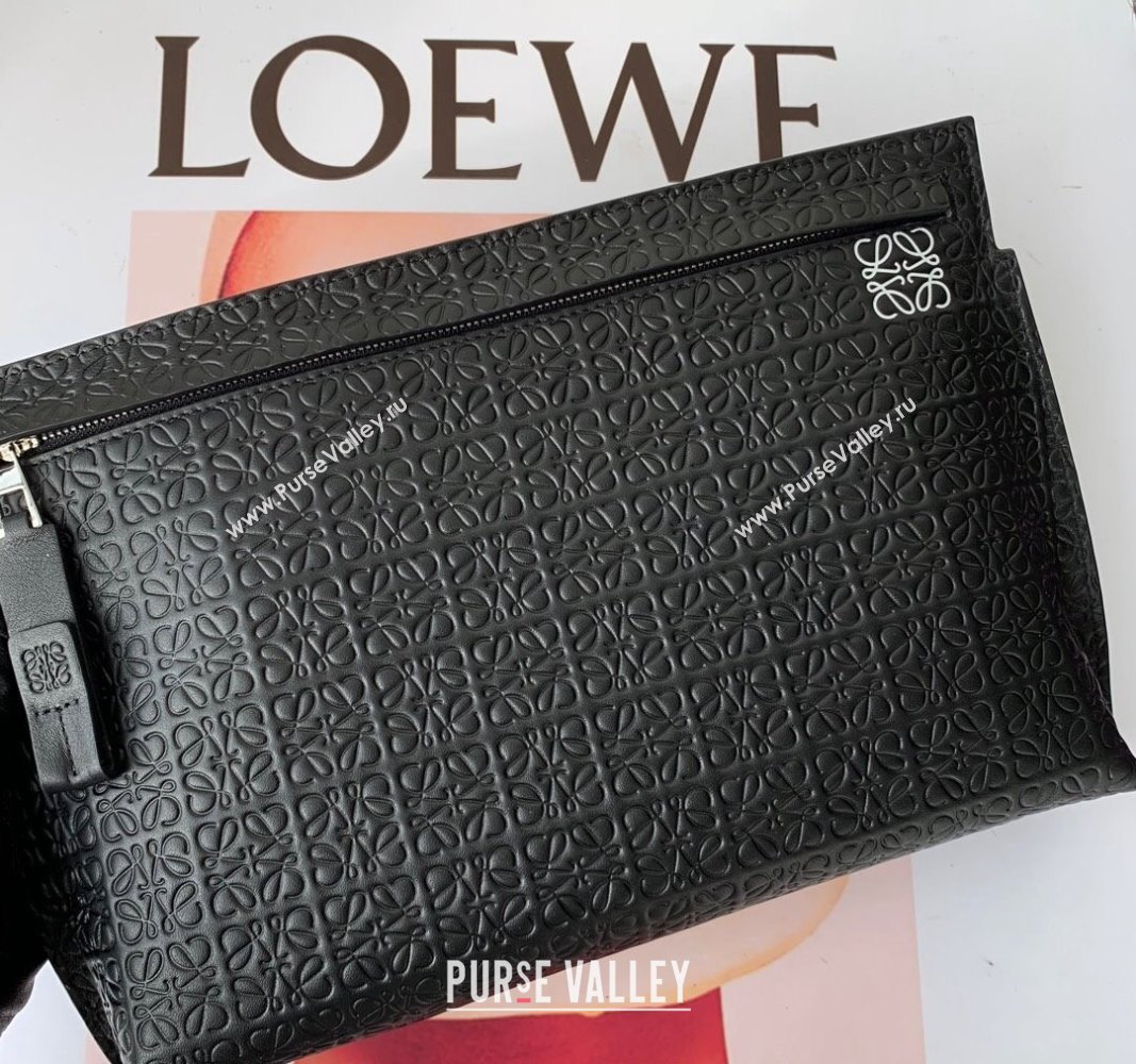 Loewe T Pouch in Anagram Calfskin Black 2024 3040 (nana-240314012)